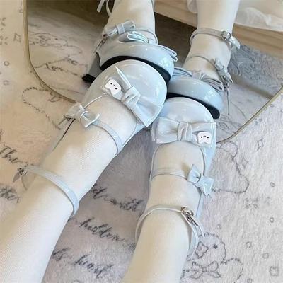 Милые туфли с круглым носком, мягкие, элегантные, на среднем каблуке, универсальные Мэри Джейн, из маленькой кожи