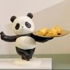 Decorative Panda Resins Statue with Storage Tray for Key and Trinkets Animal Sculpture Entryway Living Room Table Decors