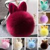 Popular Pompon Fluffy Imitation Fourrure Porte Clef Pompom Rabbit Ear Fur Ball Key Chain Rings