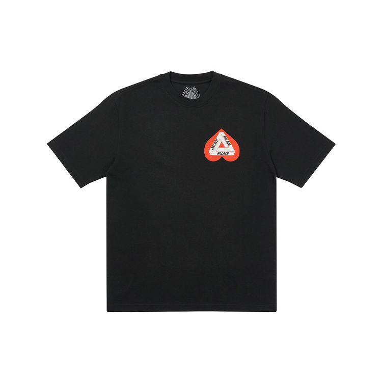 Palace Tri-Ferg Heart Pattern Short Sleeve T-Shirt Unisex Tops Black P20TS106
