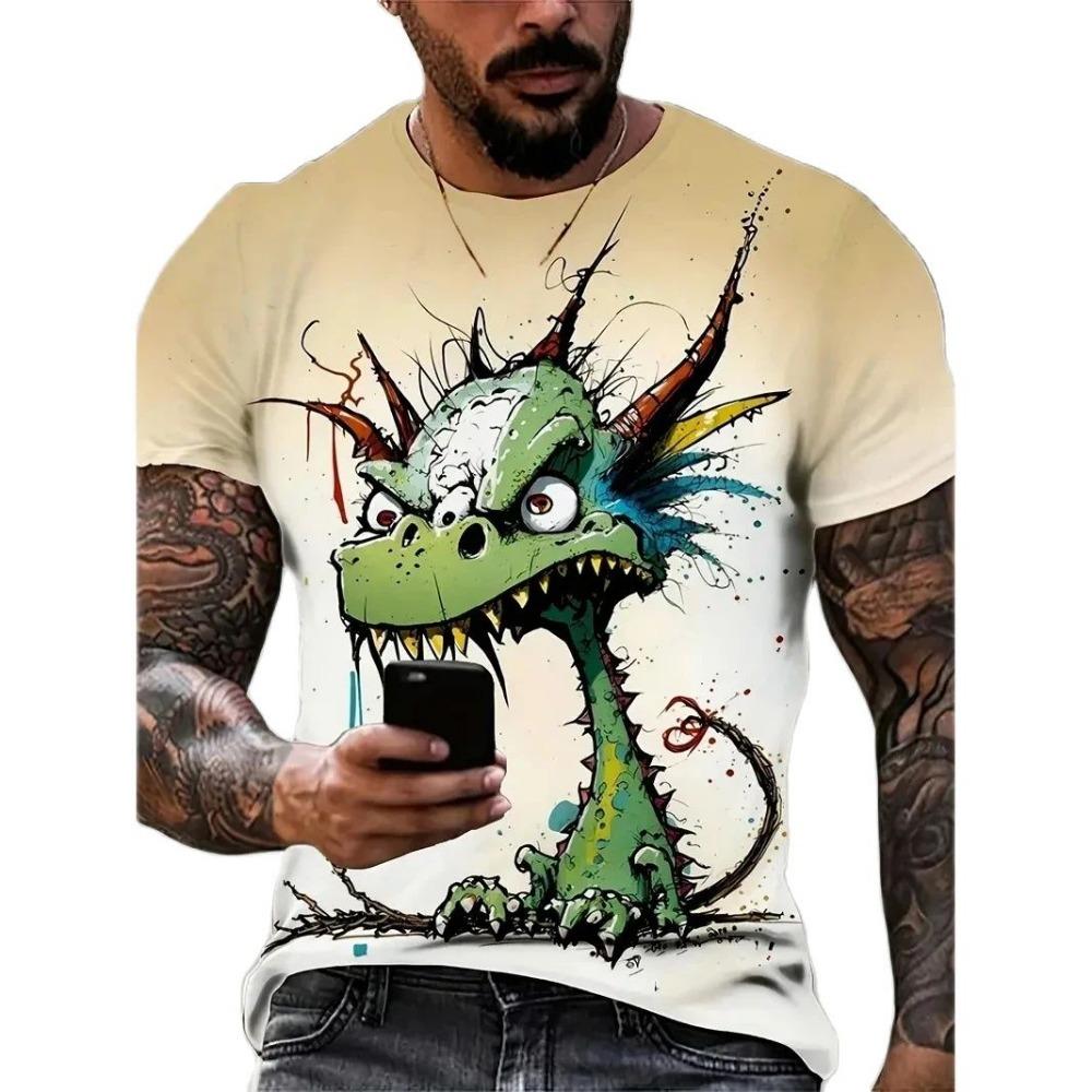 Summer Fashion Cartoon Ctue Little Monster Graphic T-shirt For Men New Trend Casual 3D Printed Round Neck Short Sleeve Tees Tops