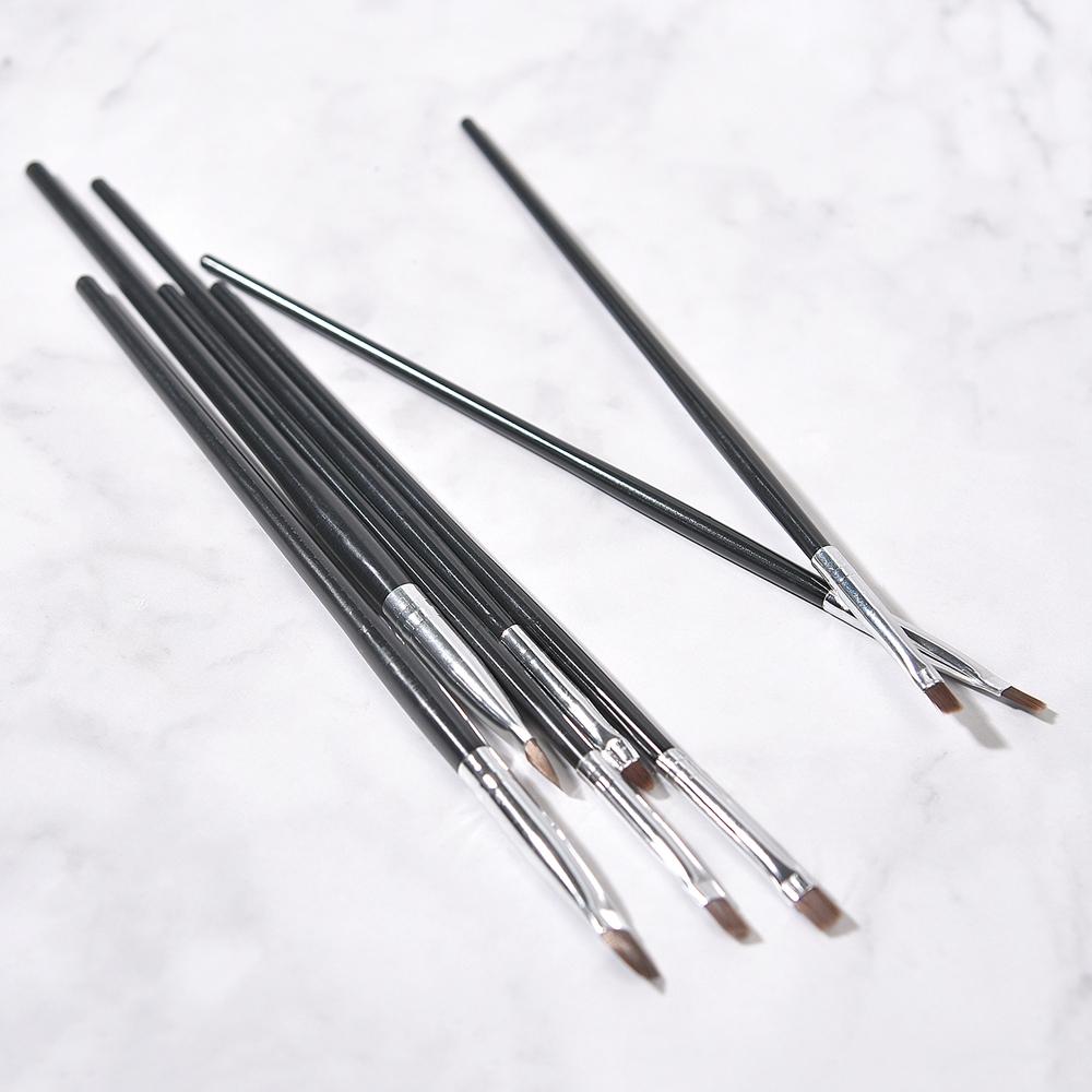 Профессиональные 7 шт. кисти для дизайна ногтей с плоской головкой, УФ-гель-лак, акриловое наращивание ногтей, советы для рисования, резьбы, маникюрные инструменты