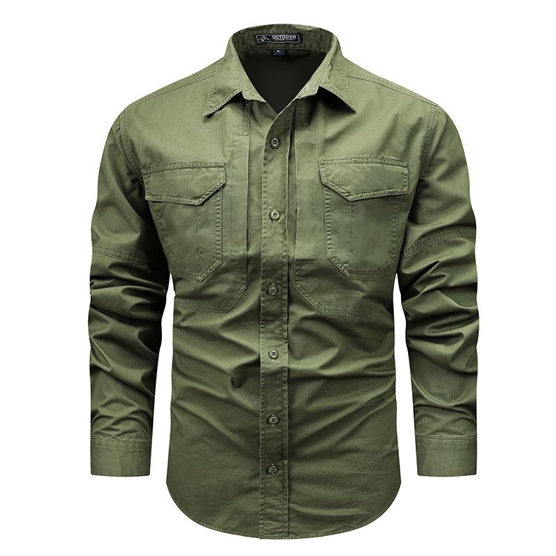 Trendy New Size Denim No-iron Shirt Men's Casual Solid Color No-iron Men's Long-sleeved Men's Clothing