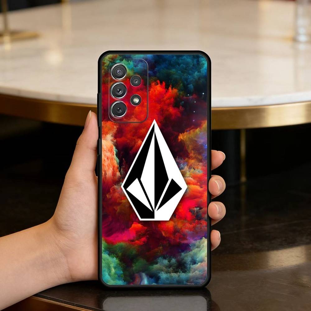 Luxury V-VOLCOMES Sport Style  Phone Case For Samsung Galaxy A73,A72,A71,A70,A53,A52,A51,Soft Silicone Black Cover