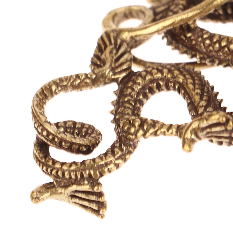 1Pc Retro Brass Dragon Figurine Decor Wealth Prosperity Chinese Style Ornament Dragon Luck Animal Fengshui Vintage Decors