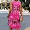 Women Summer Casual Sleeveless O Neck Printed One Piece Dress