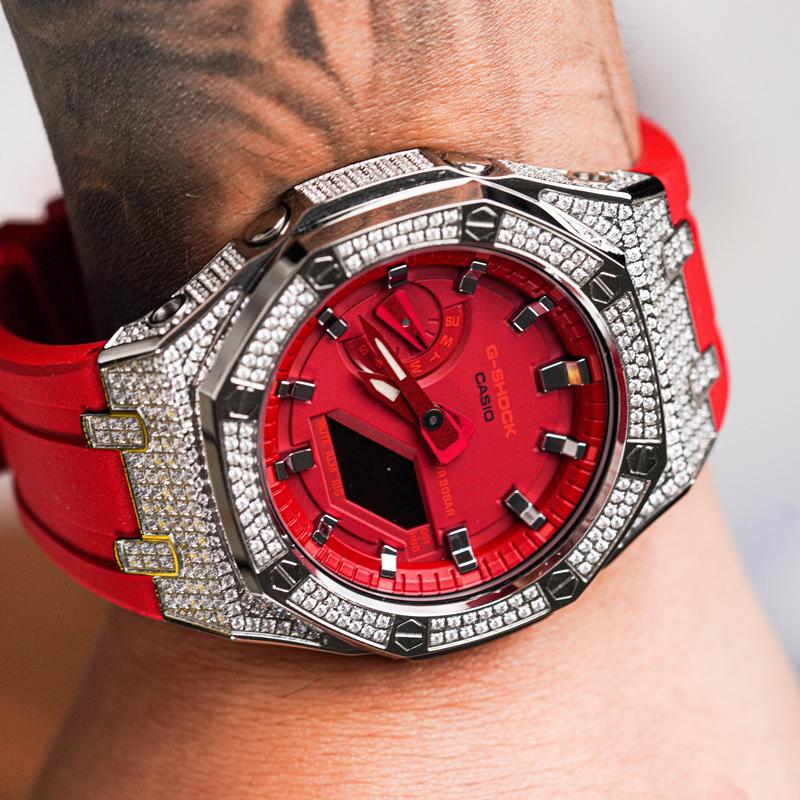 CASIO Unisex Liquid Crystal,Analog Dual Display Series 48.5mm Red Watch GA-2100-4A(Watch8--)