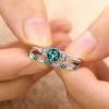 2 Pcs Charm Fashion Green Blue Rhinestone Engagement Bride Ring Set for Women Wedding Party Jewelry