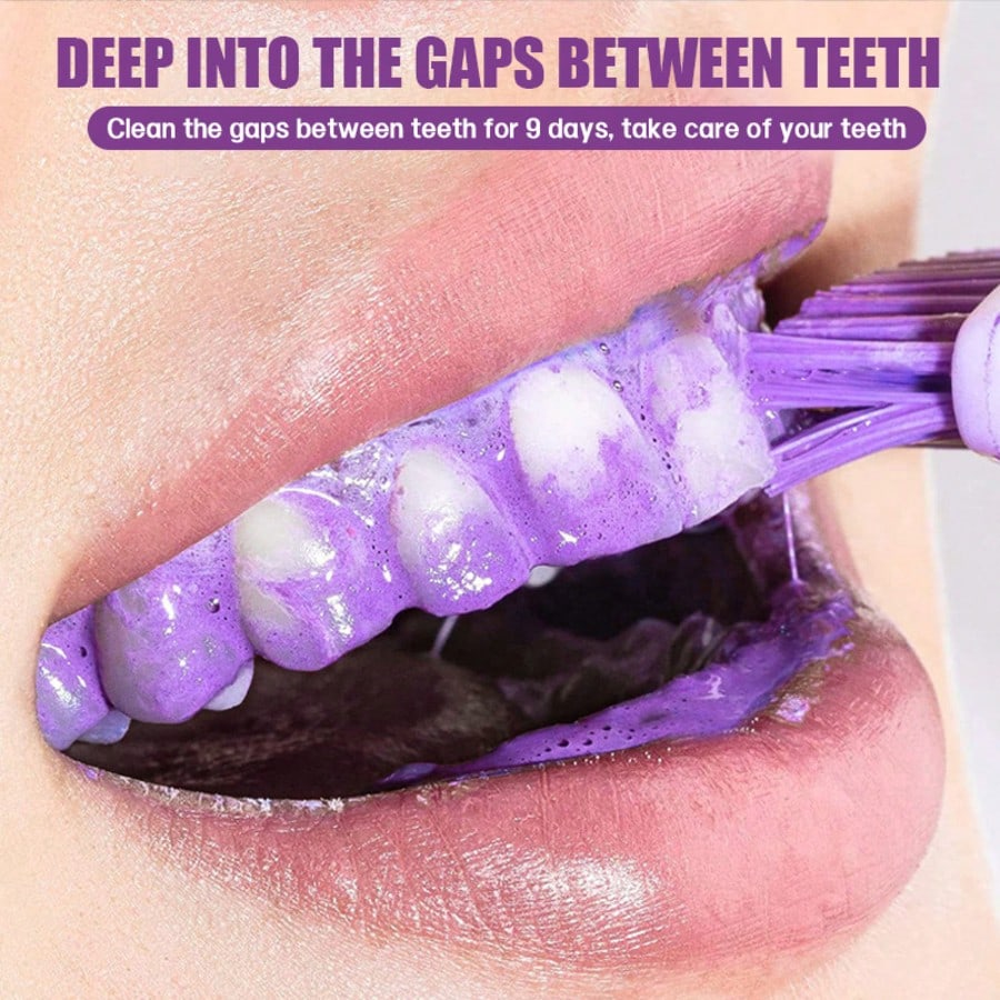 1 шт. Фиолетовый порошок для чистки зубов со вкусом мяты Удаляет пятна Контроль зубного камня Отбеливание Полировка Глубокая очистка Для ежедневного использования