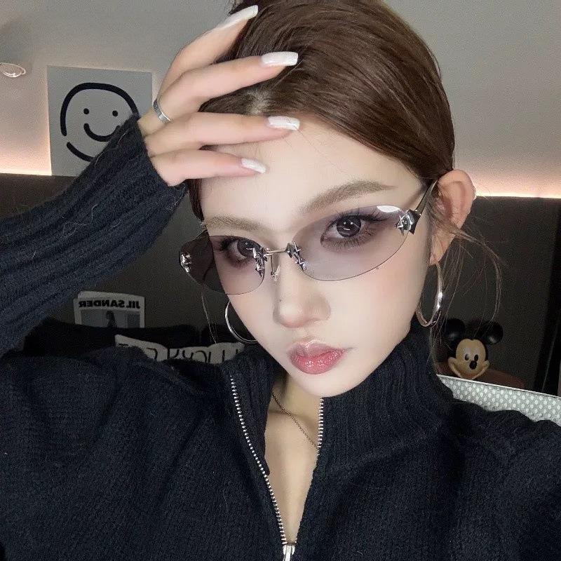 Frameless Star Sunglasses Y2k Ladies Vintage Trimmed Metal Sunglasses