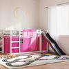 VidaXL Bunk Bed with Slide and Pink Curtains 90x190 Cm, Bed, Bed Frame, Low Bunk Bed, Bedroom Furniture 3284130