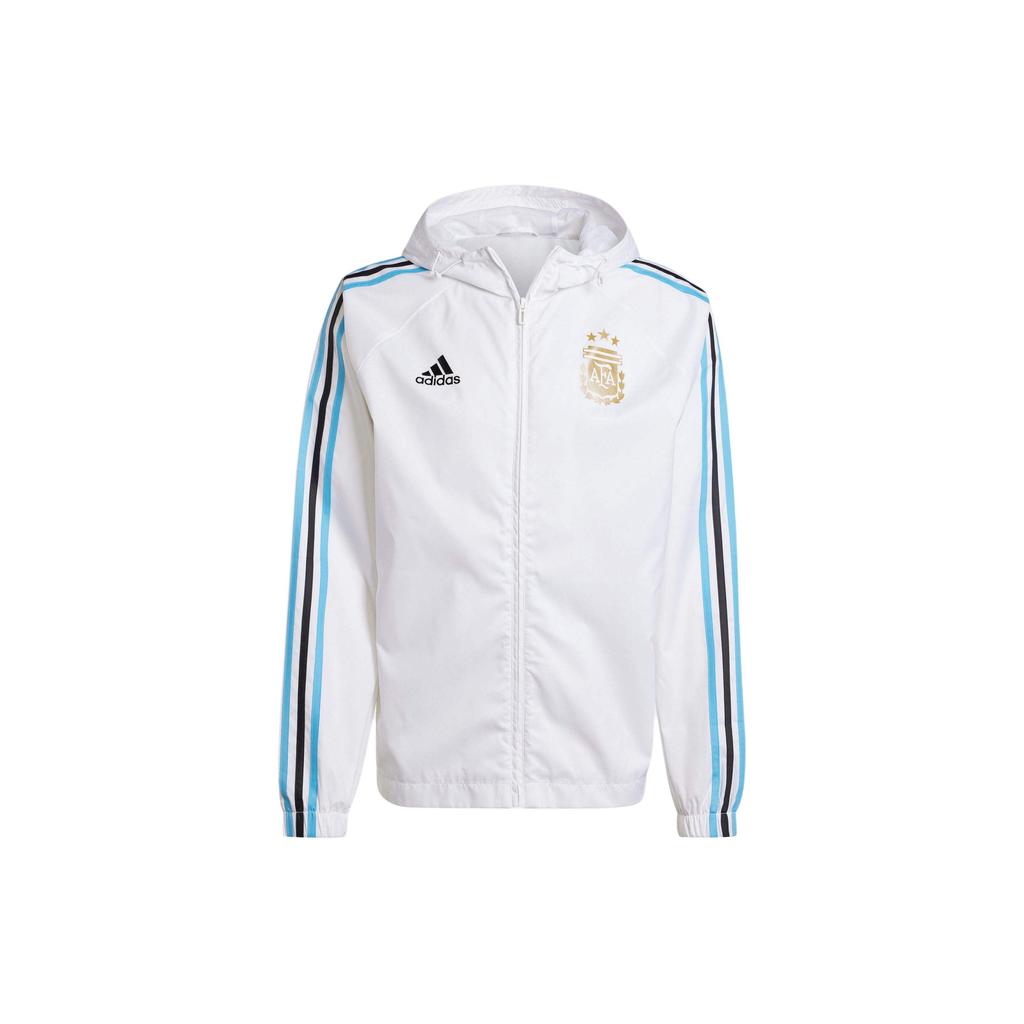 Adidas Sport Performance Argentina Team Three-Stripe Colorblock Long Sleeve Hooded Jacket Men Outerwear White IU2138