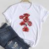 (Asian Size) Clothing Casual Tee Top Watercolor Floral Flower Style 90s Fashion T Shirt Short Sleeve Women Print Lady Female O-neck Graphic T-shirt