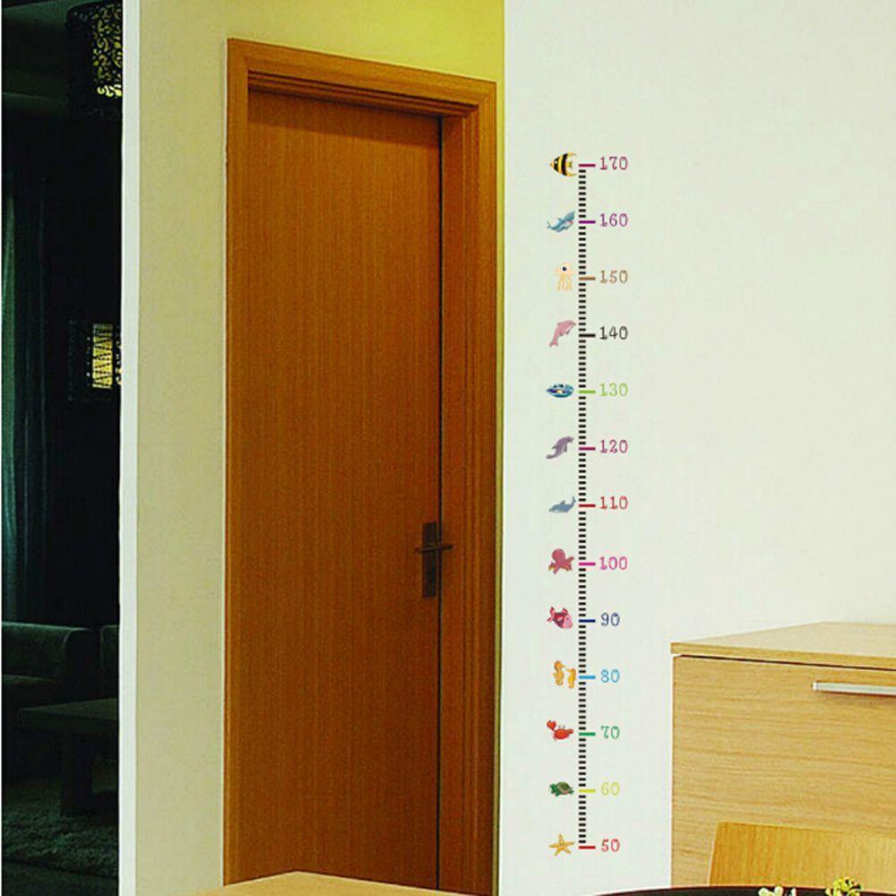Room Decor Beautiful Mural Baby Growth Chart Under Sea Animal Wall Sticker Height Measure Decal