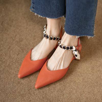 Туфли-лодочки с острым носком и неглубоким вырезом, женские туфли в нежном стиле, ретро-сандалии с закрытым носком