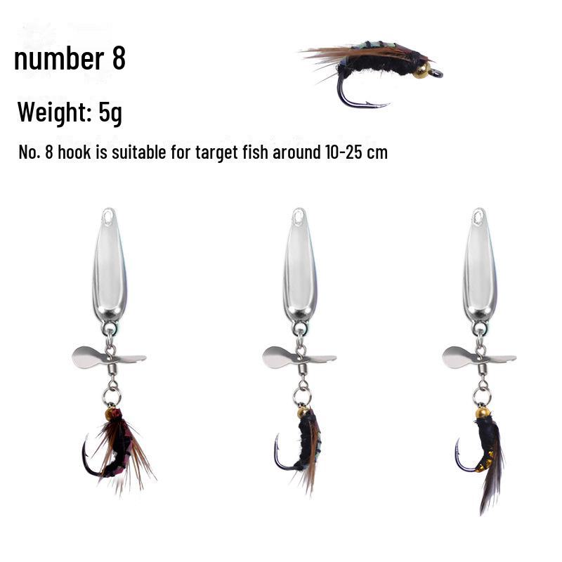 Набор для ловли рыбы нахлыстом в стиле кунг-фу: Вращающийся пропеллер, семена дыни, крючок с блестками, искусственная микроприманка, белая приманка Horse Mouth