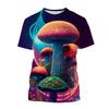 Нейтральная футболка с 3d принтом грибов, растительный узор, круглый вырез, короткий рукав, лесная мода, повседневная одежда высокого качества, 6XL