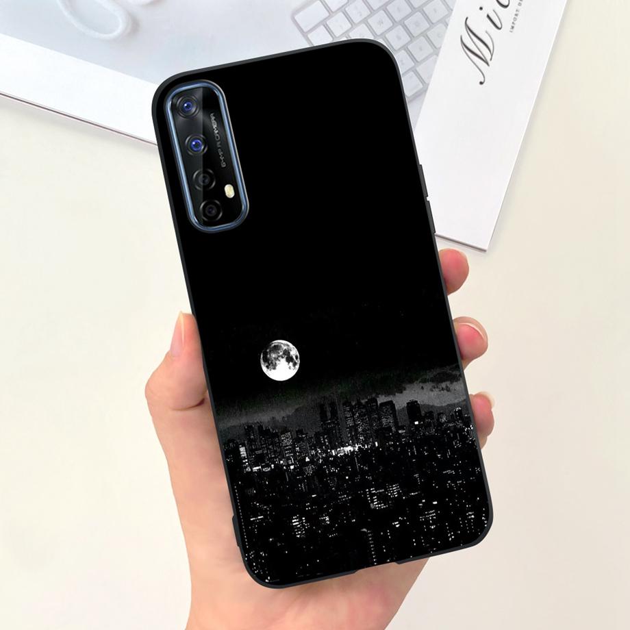 For Realme 7 4G Global Version Case Matte Liquid Silicone Bumper Shell For Realme7 RMX2155 Back Cover Lovely Cat Design Fundas