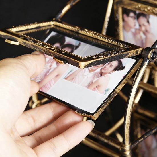 16 Фото Вращающееся Колесо Обозрение Рамка для Фото Винтажная Ветряная Мельница Рамка для Демонстрации Фотографий для Семьи Свадьбы Воспоминаний о Путешествиях Домашний Офис Настольный Декор