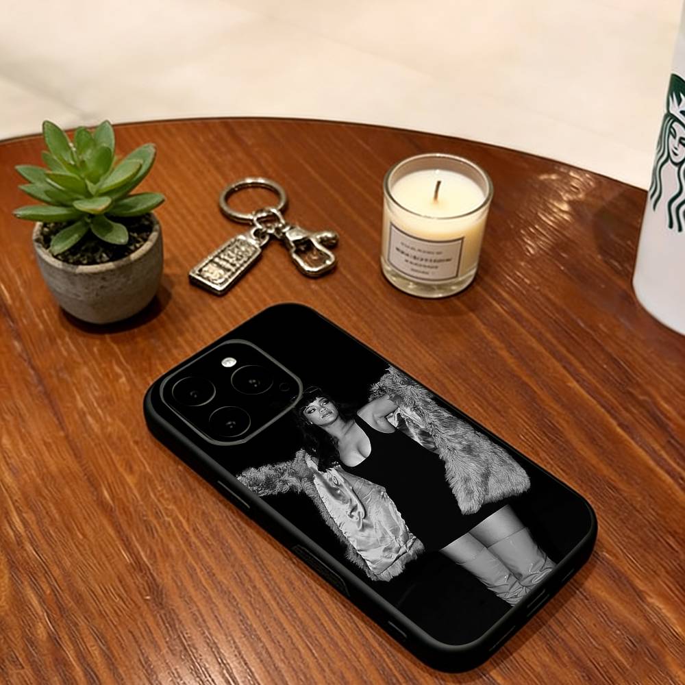 Чехол для телефона певицы Рианны Мягкий Силиконовый черный Для IPhone 17 16 15 14 13 12 11 X XR Plus Pro Max Plus
