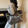 Холщовая большая сумка 2025 осень новая мода девушка преппи стиль граффити с буквами на плечо сумка-шоппер для поездок