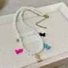 Clavicle Chain Cat Pedant Necklace Cartoon Women's Choker Chic Bear Pearl Necklace  Ladies