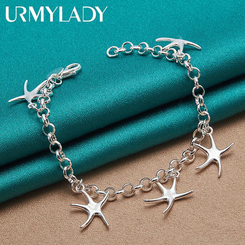 Браслет-подвеска из стерлингового серебра 925 пробы с пятью звездами для женщин, свадебных вечеринок, модные украшения