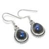 Natural Labradorite Gemstone 925 Solid Sterling Silver Gift Earring 1.25" H8g43