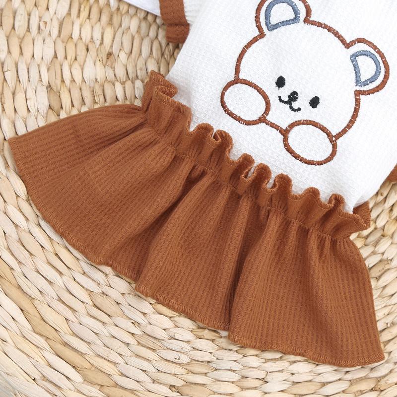 Платье с милым медведем и собакой, одежда для пар щенков, футболка для маленьких и средних собак, юбка йорка, наряды для чихуахуа, одежда для домашних животных