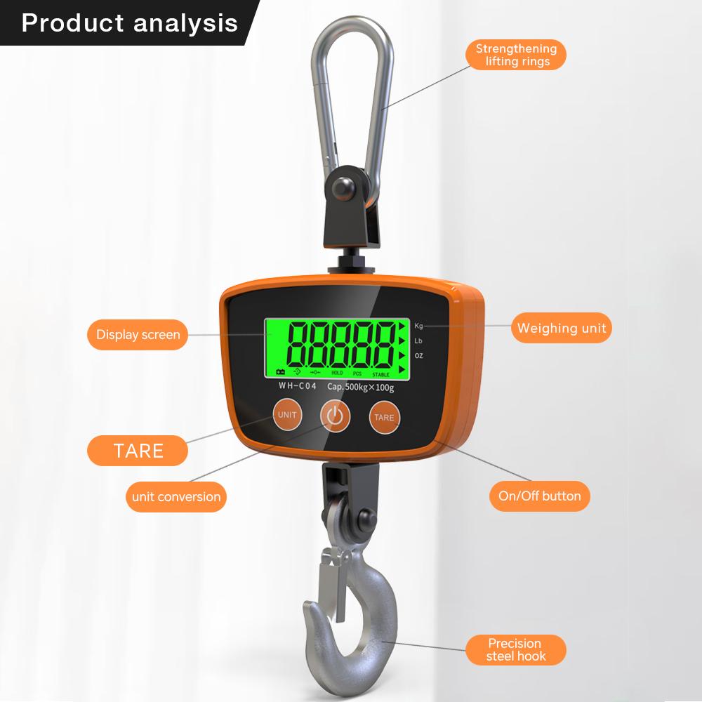 300 кг/50 г Мини-крановые весы Цифровые подвесные крюковые весы с ЖК-подсветкой Электронные тяжелые весы для сельскохозяйственной промышленности