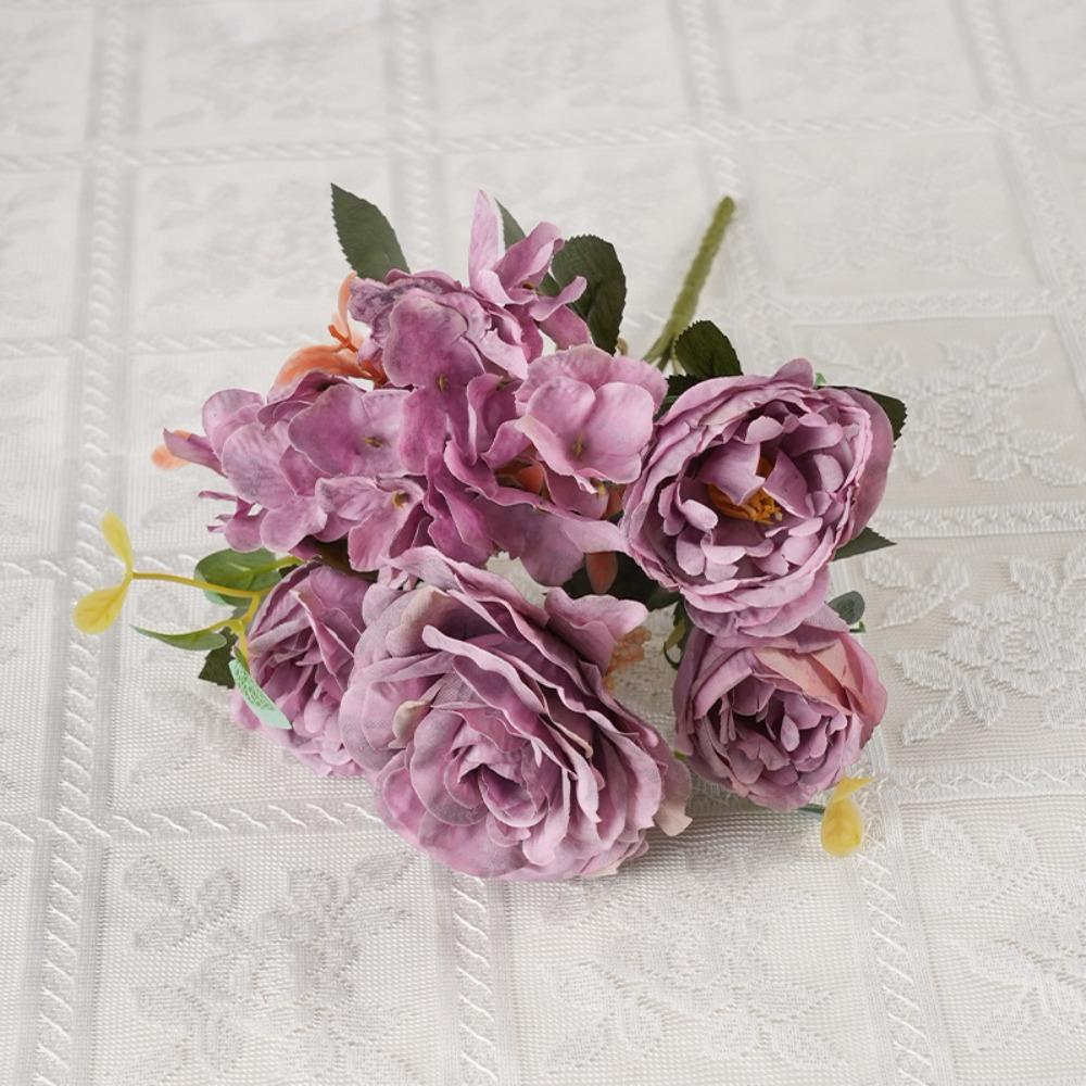 Роза Искусственные Пионы Цветы Ландшафтный Шелк Гортензия Модный Свадебный Букет Свадебные Композиции