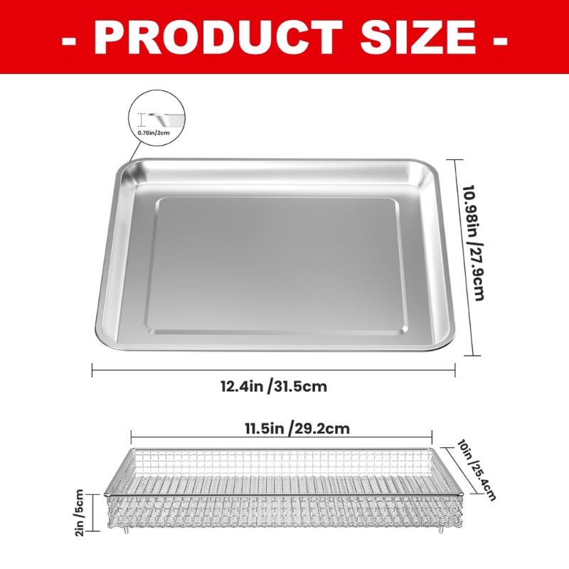 Baking Tray with Safe Handle and Air Fryers Basket Stainless Steel Texture for Secure Handling in Air Fryers Ovens Grills