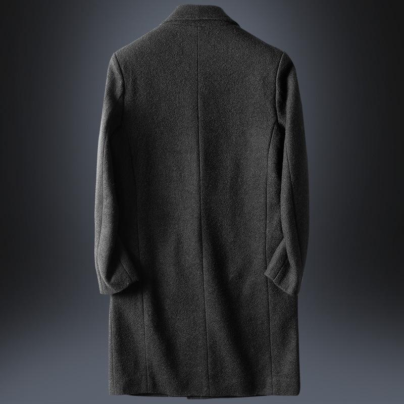 Winter New Woolen Coat Men's Casual Men's Coat Warm and Thickened Mid-length Wool Coat Men's Trendy