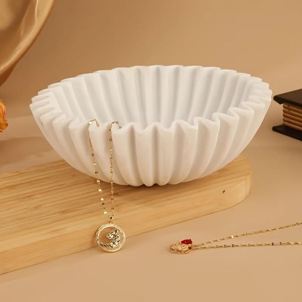 White Ruffle Bowl Resin Fluted Bowl Stylish Scalloped Bowl Home Decor