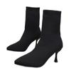 WinterHigh Quality Women's Boots Fashion Solid Color Pointed Toe Cloth Stiletto High Heel Women's Short Boots