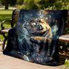 1pc Tiger Crystal Fantasy Throw Blanket Polyester Fiber, Lightweight Flannel, Soft & Warm, All Season Use for Outdoor, Camping Digital Print