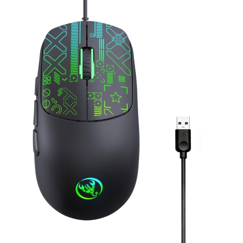6 Button RGBs Illuminates Corded Mouse 3600DPI Precisions Tracking For Gaming Office Use With AntiSlip Scroll Wheel