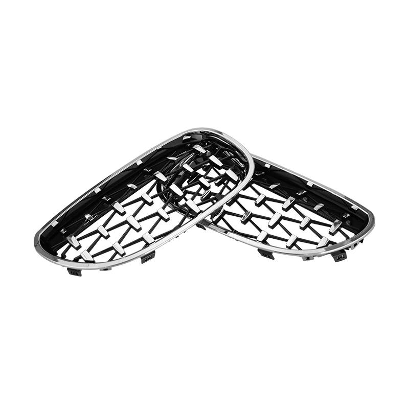 For BMW E60 E61 550i 535i Diamond Car Front Bumper Grille Kidney Racing Grill 2004-2009 Grille Black Frame Silver Grills