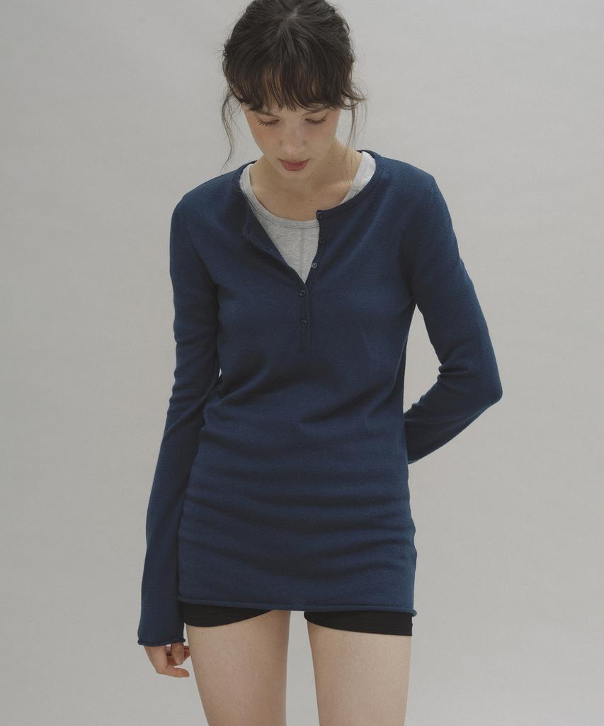 ANDNEEDS Glen Wool Long Knit (Blue)