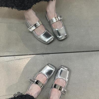 Внутренняя высота увеличивается на 4 см, маленькие туфли Мэри Джейн, женские, весна-осень 2025 г., французские одинарные туфли с металлической пряжкой, вечерние туфли для бабушки