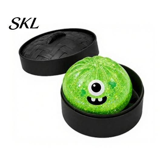 Decompression Toy Halloween Dumpling Squeeze with Steamer Box, Pumpkin Ghost Bat Steamed Kids Stress Relief Bun Sensory for Relief, Party Favors