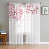 Pink Flower Cherry Blossoms White Sheer Curtains for Living Room Tulle Curtain for Bedroom Kitchen Window