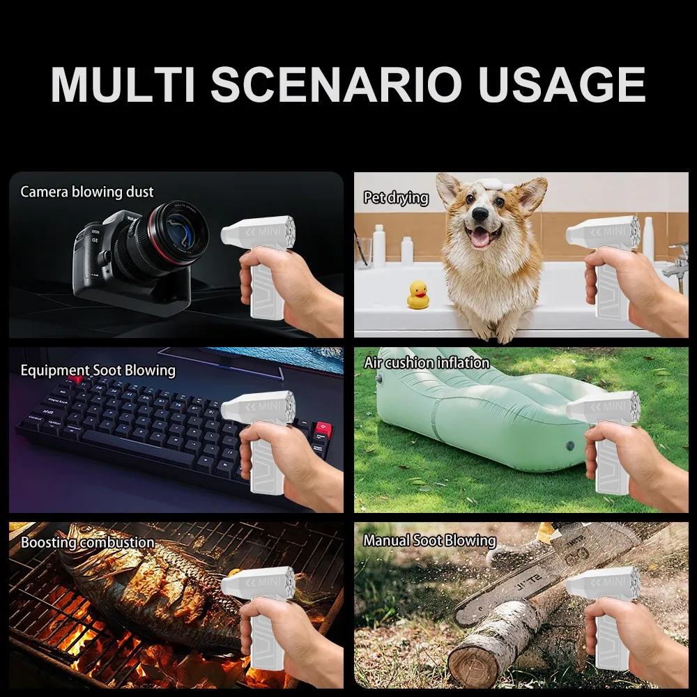 Мини турбовентилятор 130000 об/мин, мощный воздуходув, регулируемая скорость ветра, зарядка Type-C, бесщеточный двигатель, турбовентилятор