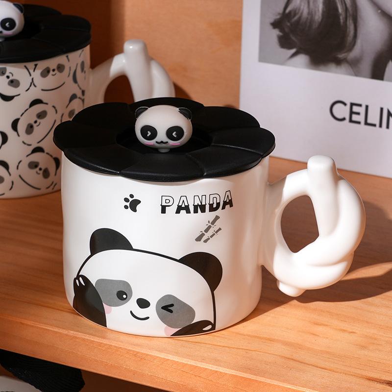 Милая мультяшная панда керамическая чашка персонализированная кружка для студентов мужского и женского пола пара стакан воды подарочная кофейная чашка для домашнего использования