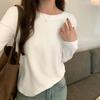Round Neck Solid Color Bottoming Shirt for Women Autumn New Long-sleeved T-shirt Versatile Loose Casual Korean Style Inner Top