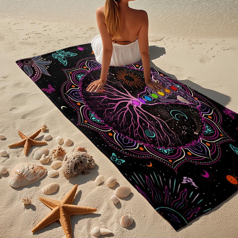 Moonlit Meditation Beach Towel, Super Soft Microfiber, Gift for Her/Him, Birthday, for Pool, Beach, Travel, Home Decor Fan gifts