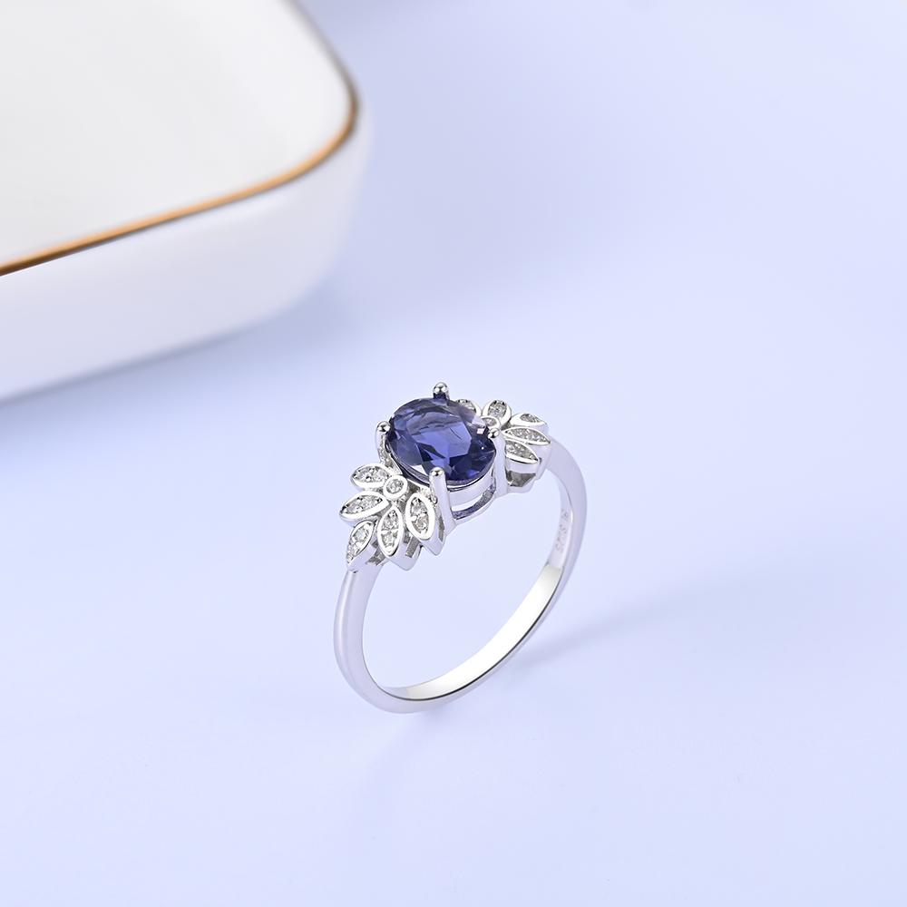 Восхитительное эффектное серебряное кольцо из натурального большого иолита ov 6x8 мм, драгоценный камень, целебный камень, привлекательные украшения для женщин, свадебное предложение, подарок