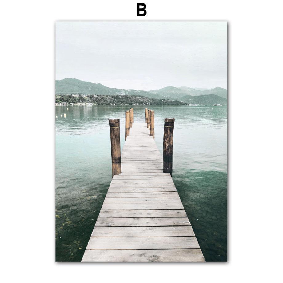 Картина на холсте Лето Зеленое озеро Лодка Цветок одуванчика Абстрактные скандинавские постеры и принты Декор для дома Настенные художественные картины