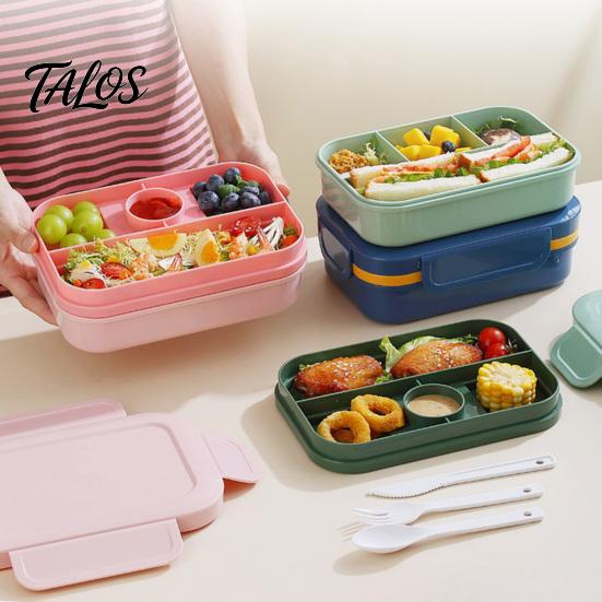 Пластиковый ланч-бокс Bento пищевого качества, безопасный для микроволновой печи, с приборами, многосекционный для взрослых, портативный контейнер для ежедневного приготовления еды, герметичный