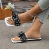 Slippers for Women New Summer Rhinestone Thick Heel Sandals for Women Fashion Flat Bottom for Women Outside Sandals